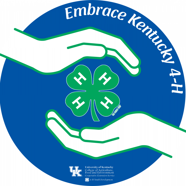 Embrace KY 4-H - hands around a 4-h clover